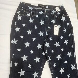 Judy Blue Star Print High Waist Flare Jeans Dark Wash JB88662 Womens 16W NEW NWT